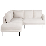 Divano angolare destro in poliestere beige Divano a 4 posti imbottito con gambe in metallo, tessuto e schienale imbottito, moderno e minimalista