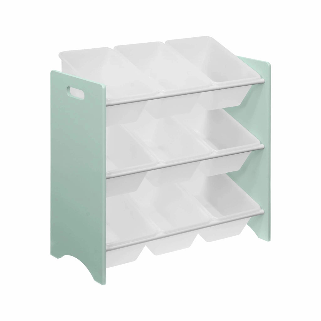 Contenitore per giocattoli con 9 scomparti, verde celadon