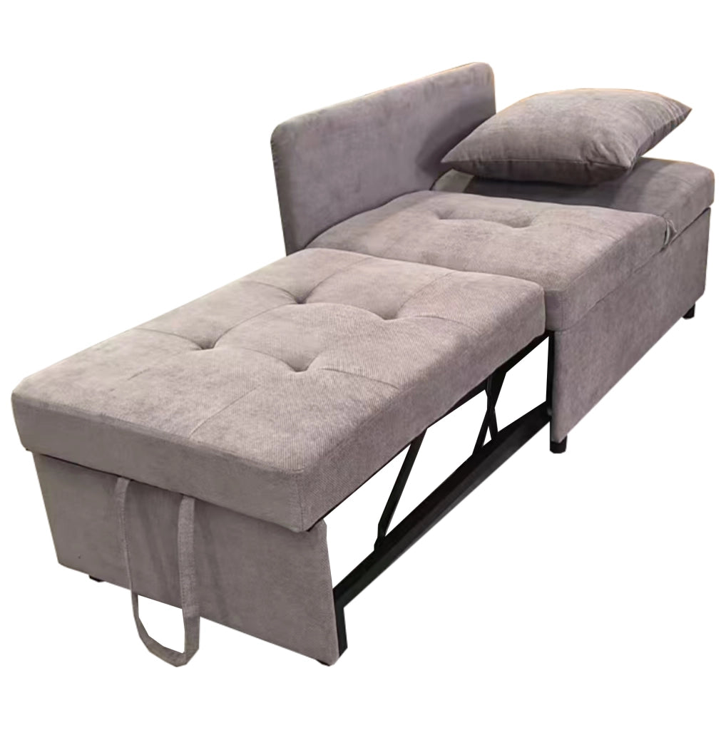Divano letto 3 in 1 con schienale regolabile in tessuto di lino grigio