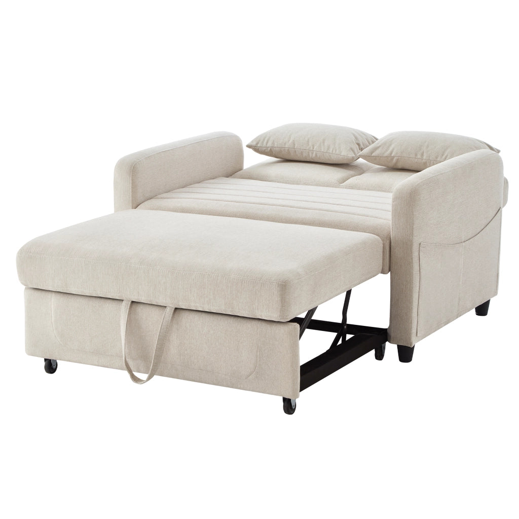 Divano Letto 2 Posti Pieghevole ¨C MINIMAL ¨C Tessuto Cotone Lino, Schienale Regolabile