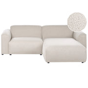 Divano angolare sinistro Rivestimento bouclé beige Gambe in legno di pino 3 posti Soggiorno