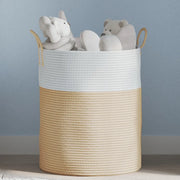 Cestino Portaoggetti Beige e Bianco Ã˜38x46 cm in Cotonecod mxl 132629