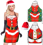 Set di grembiuli di Natale - 2 pezzi - Unisex divertente - Decorazione di Natale per ristoranti e cucine - Accessori sexy - Grande e pratica giacca da cuoco - Grembiuli da cucina