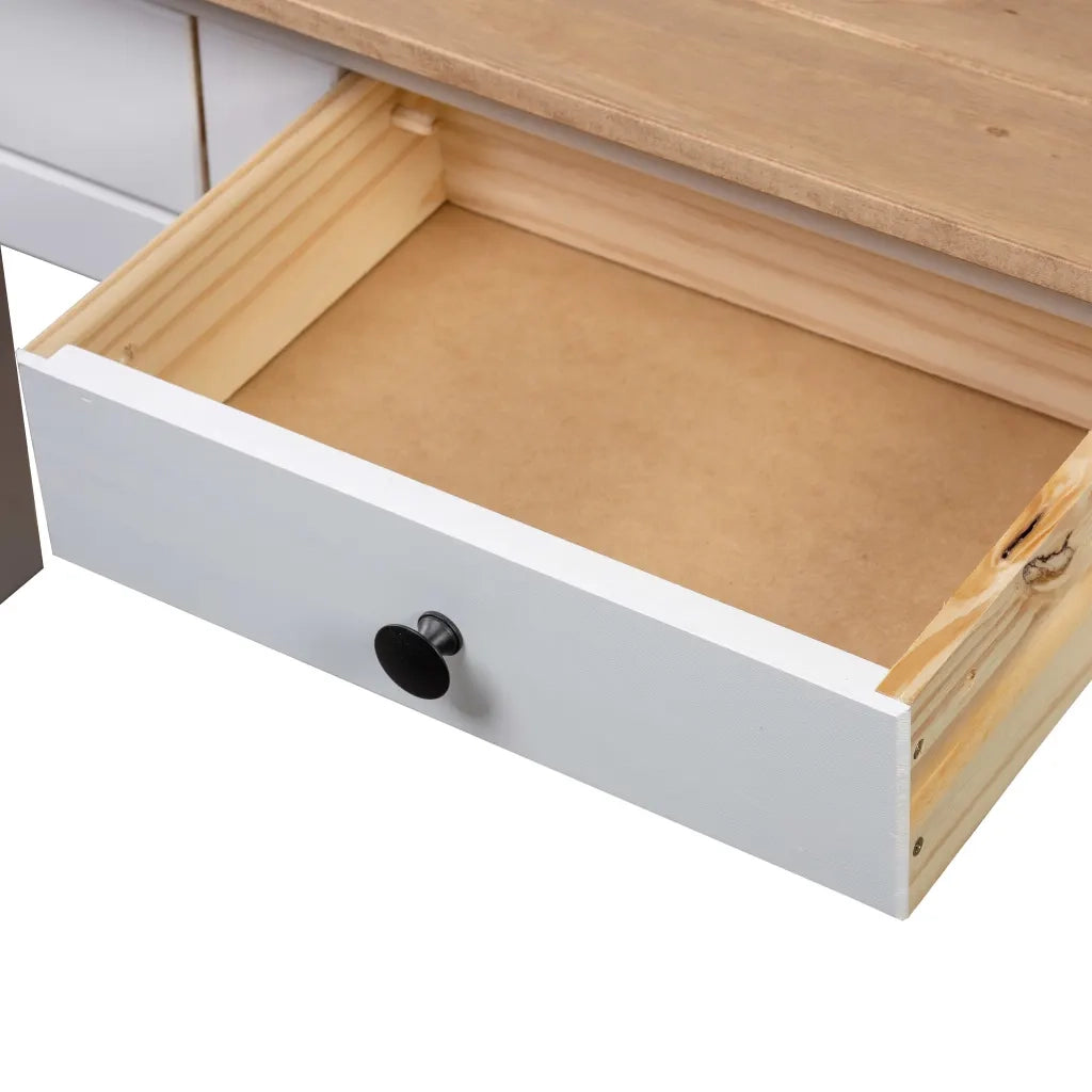 Tavolo Consolle | Tavolo d'Ingresso Bianco 110x40x72 cm Legno Massello Pino Panama