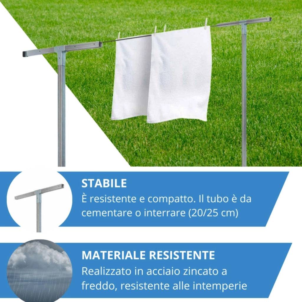 Andrys Stendi Biancheria Esterno Smontabile Argento H220cm (Filo 20m)