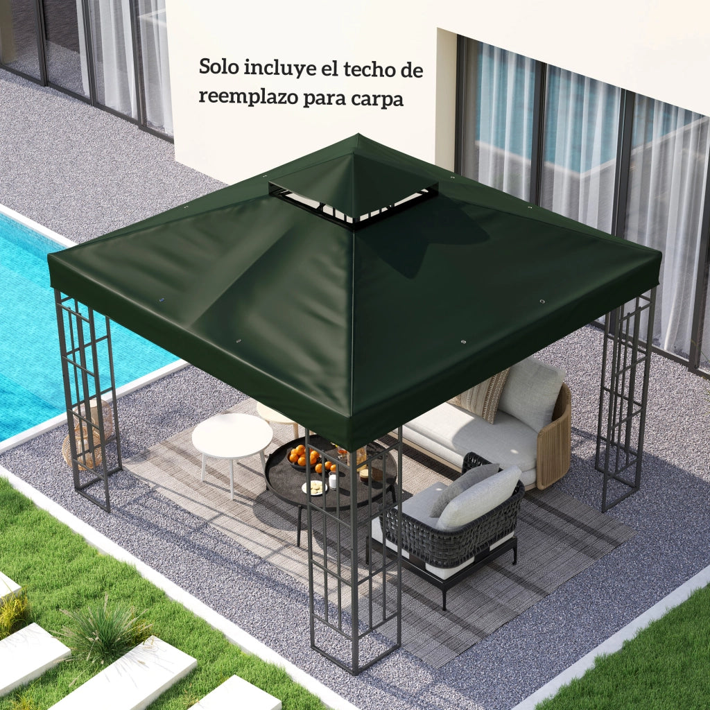 Toldo da Giardino 3x3 m ¨C zephmum ¨C Verde, Doppio Tetto, UPF30+