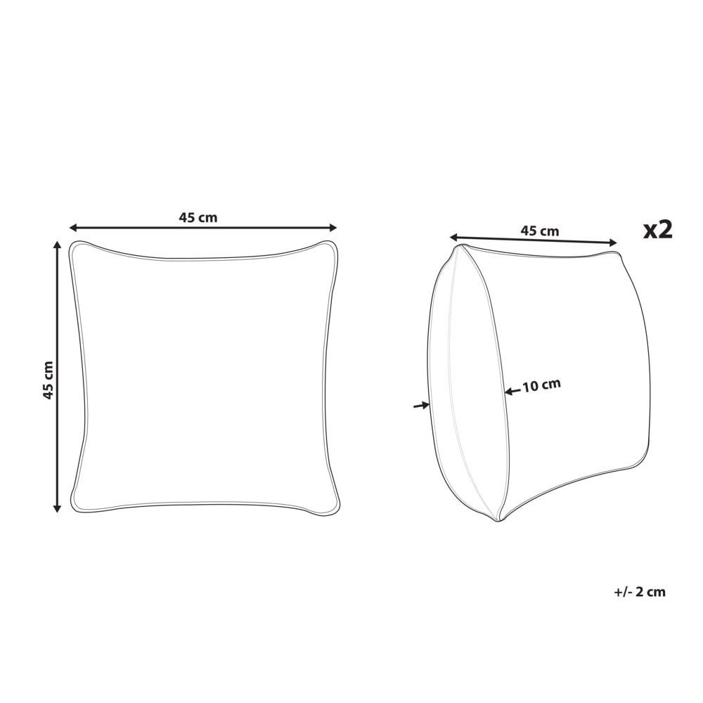 Set di 2 cuscini per esterni in poliestere verde chiaro 45 x 45 cm Cuscino da giardino quadrato con stampa geometrica