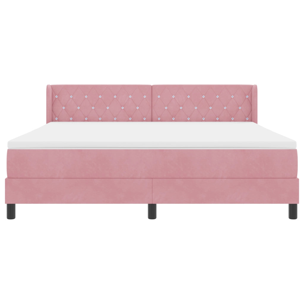 Letto Box Spring con Materasso Rosa 180x200 cm Velluto