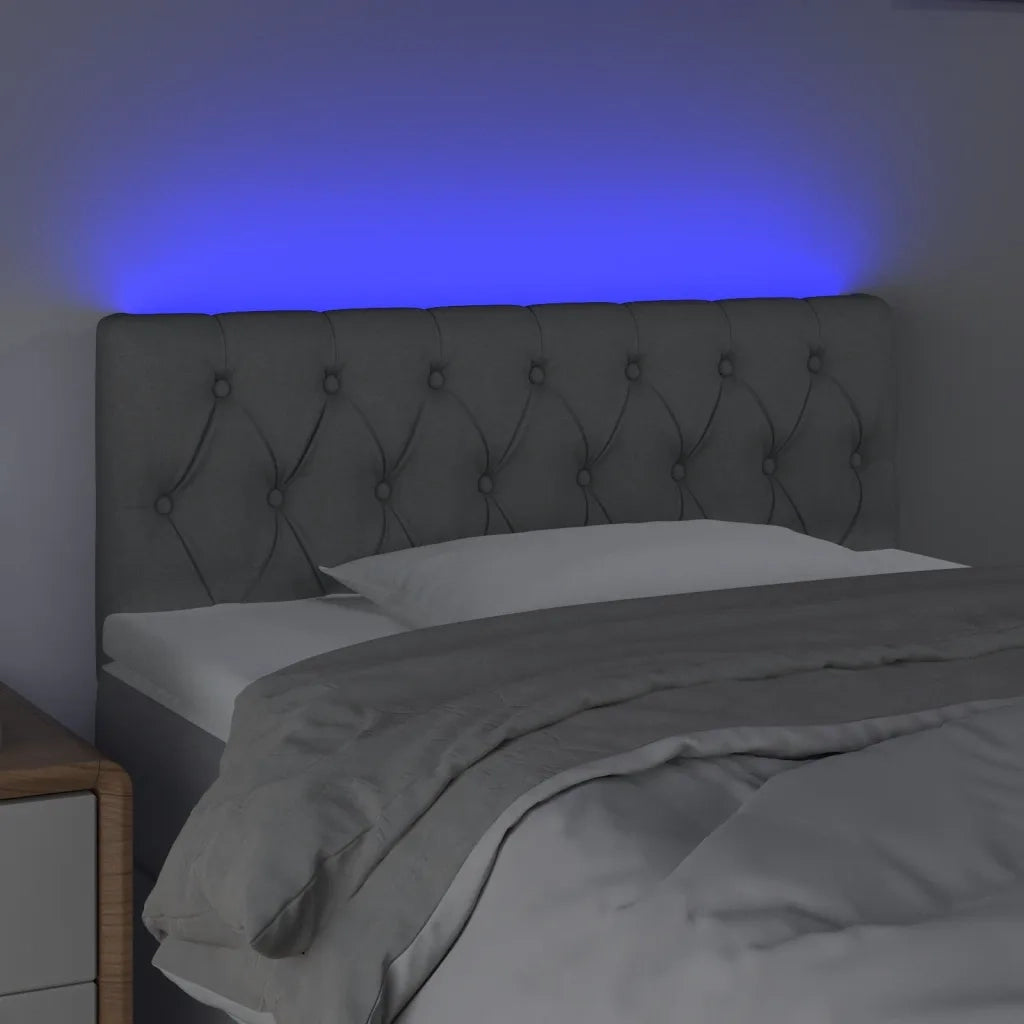 Testiera a LED-Testata con LED Grigio Chiaro 90x7x78/88 cm in Tessuto