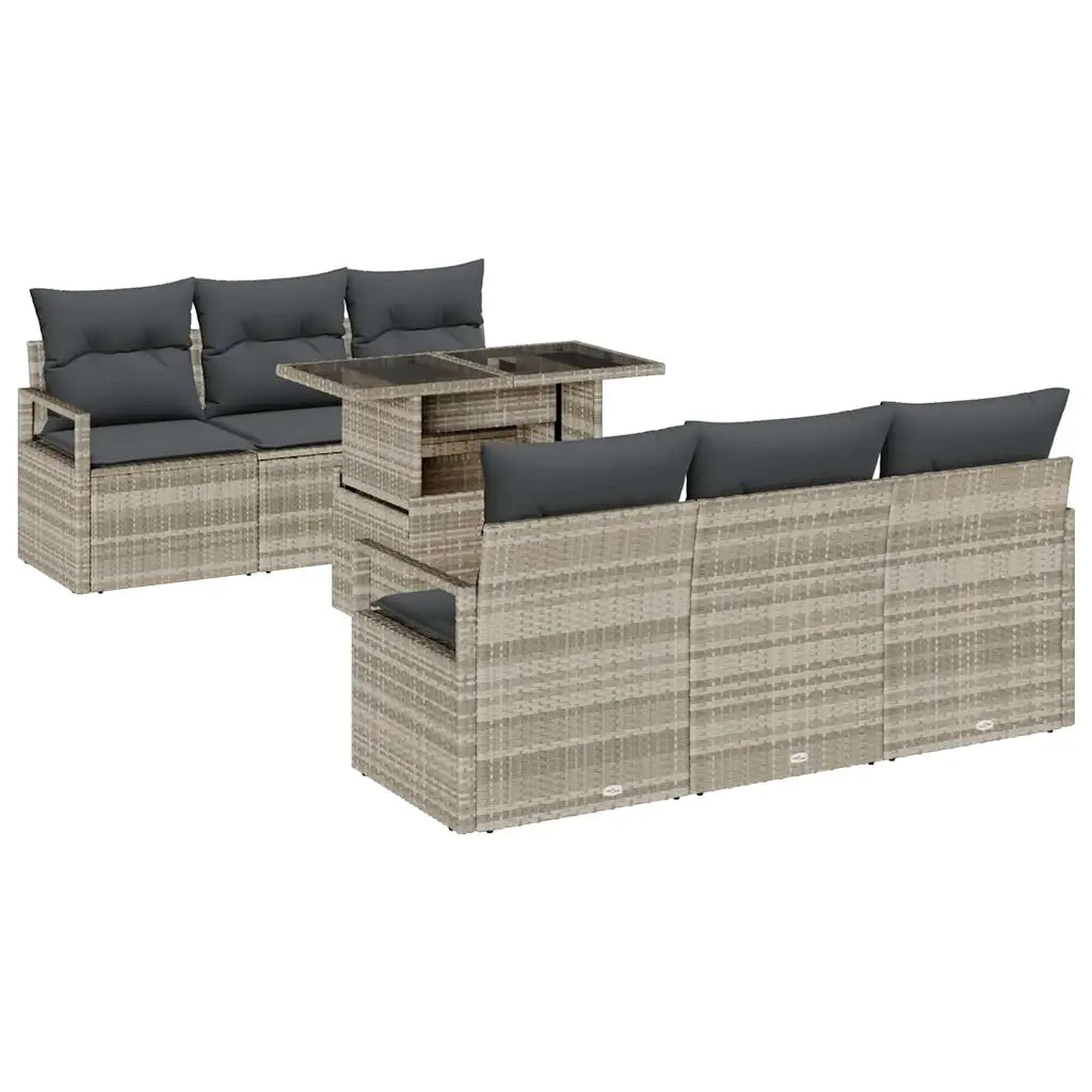 Set Divano da Giardino 7 pcs Grigio chiaro polyrattan 3348748