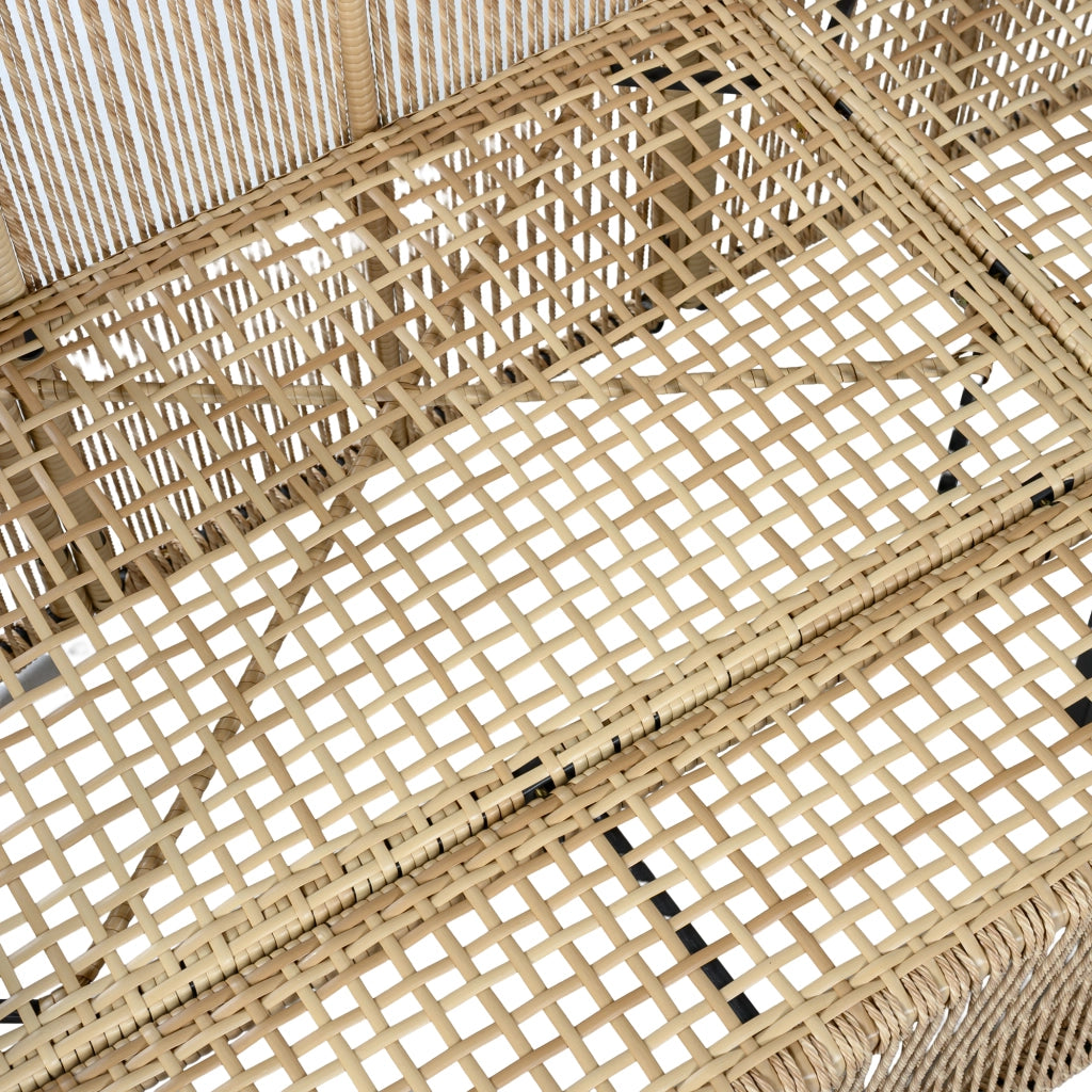 Set Salotto da Giardino 4 Pezzi in Polyrattan ¨C MINIMAL ¨C Divano 3 Posti, 2 Poltrone, Tavolo Vetro, Cuscini