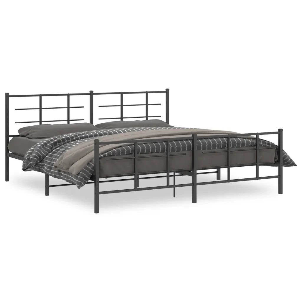 Giroletto con Testiera e Pediera-Struttura Letto Metallo Nero 193x203 cm 630964