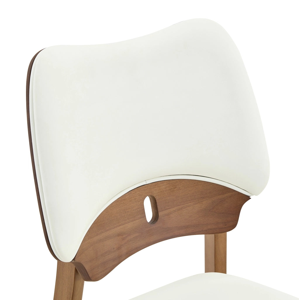 Set di 2 sedie da pranzo con schienale a farfalla; seduta imbottita in legno; bianco