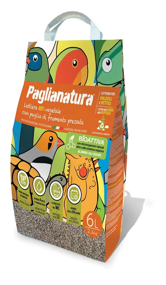Lettiera Naturale Bioattiva per Volatili e Rettili - 2,4 kg / 6 L