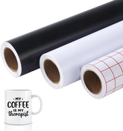 Foglio trasferimento - 1 rotolo di carta trasferimento tessile bianca - 1 rotolo di carta trasferimento tessile nera - 1 rotolo di foglio di trasferimento termico rosso - Autoadesivo - Buona conducibilità termica