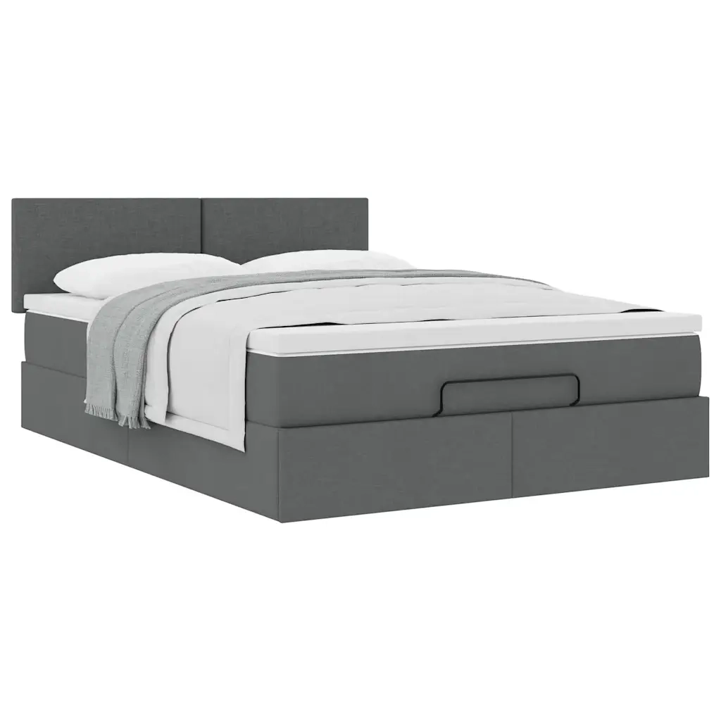 Pouf Letto con Materasso Grigio Scuro 140x190 cm in Tessuto 3311374