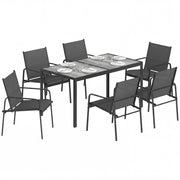 Tavolo da pranzo per esterni con 6 sedie ¨C zephmum ¨C effetto legno, nero