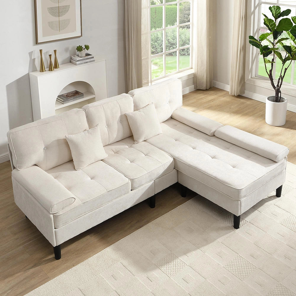 Divano angolare modulare in velluto - Xylo - 195 cm - Trasformabile in letto, poggiapiedi rimovibile