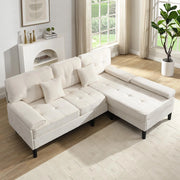 Divano angolare modulare in velluto - Xylo - 195 cm - Trasformabile in letto, poggiapiedi rimovibile