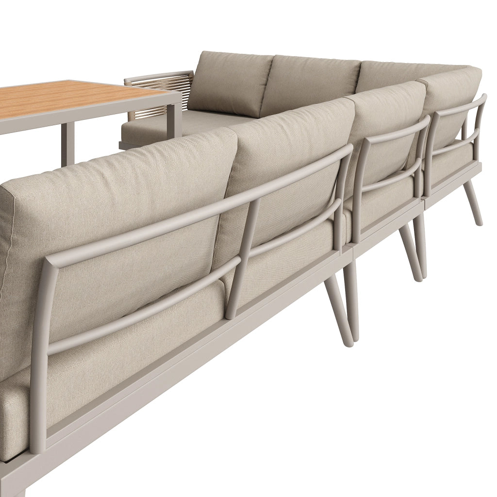 OKWISH Set da 5 pezzi da giardino con 4 divani, tavolino e cuscini, per 7 persone, Ferro Beige
