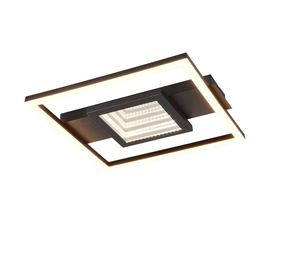 Plafoniera LED quadrata, metallo, nero, 35x35 cm, Wheeler