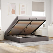 Struttura Letto Pouf con Materasso Tortora 160x200cm in Tessuto