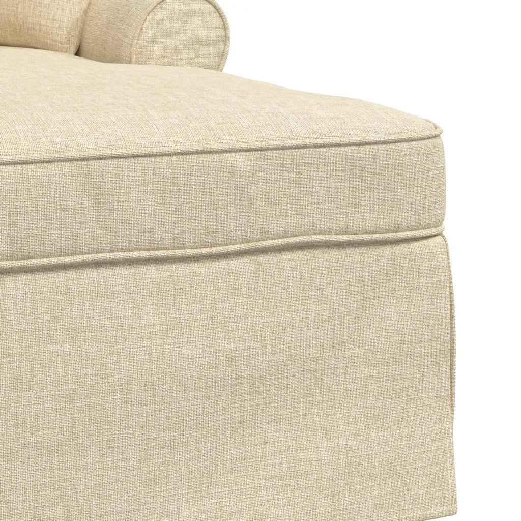Chaise Longe con Gonna con cuscino 3 pcs Crema Tessuto