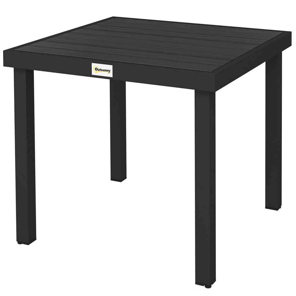 Tavolo da Giardino ¨C Zephmum ¨C Nero, Effetto Legno, 78x78 cm