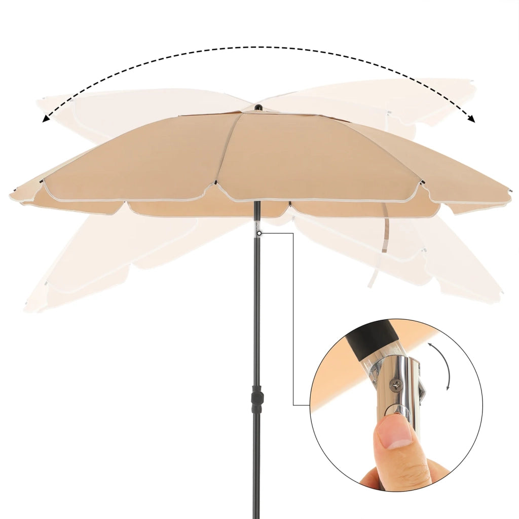 Ombrellone da giardino diametro 2 m protezione UPF 50+ inclinabile portatile antivento stecche in fibra di vetro con borsa tortora 12_0001817