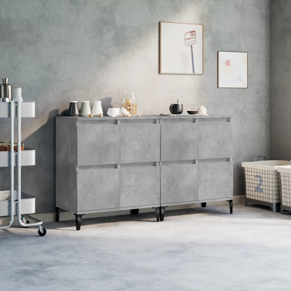 Credenze 2pz | Madia | Buffet da pranzo | Armadio da pranzo Grigio Cemento 60x35x70 cm in Legno Multistrato