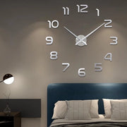 Orologio da Parete 3D - Numeri Romani Moderni Senza Cornice Adesivi per Specchio per Ambiente di Ufficio, Salotto, Camera da Letto - Orologio da Parete Grande Cultura di Casa Fai da Te (Argento 1)
