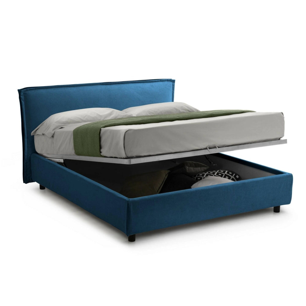 Letto Matrimoniale Bubbio, Letto Matrimoniale Sfoderabile Made in Italy, blu