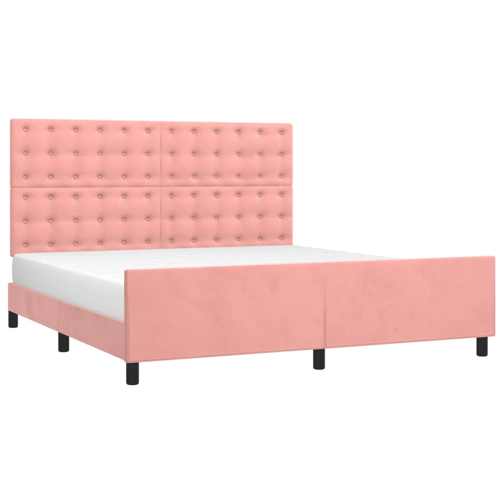Giroletto con Testiera-Struttura Letto con testiera Rosa 180x200 cm in Velluto 608121