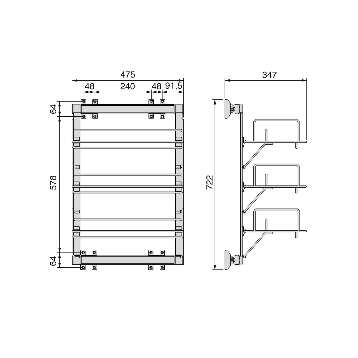 Emuca Porta scarpe laterale estraibile Keeper, Verniciato alluminio, Acciaio e Tecnoplastica, 1 u.