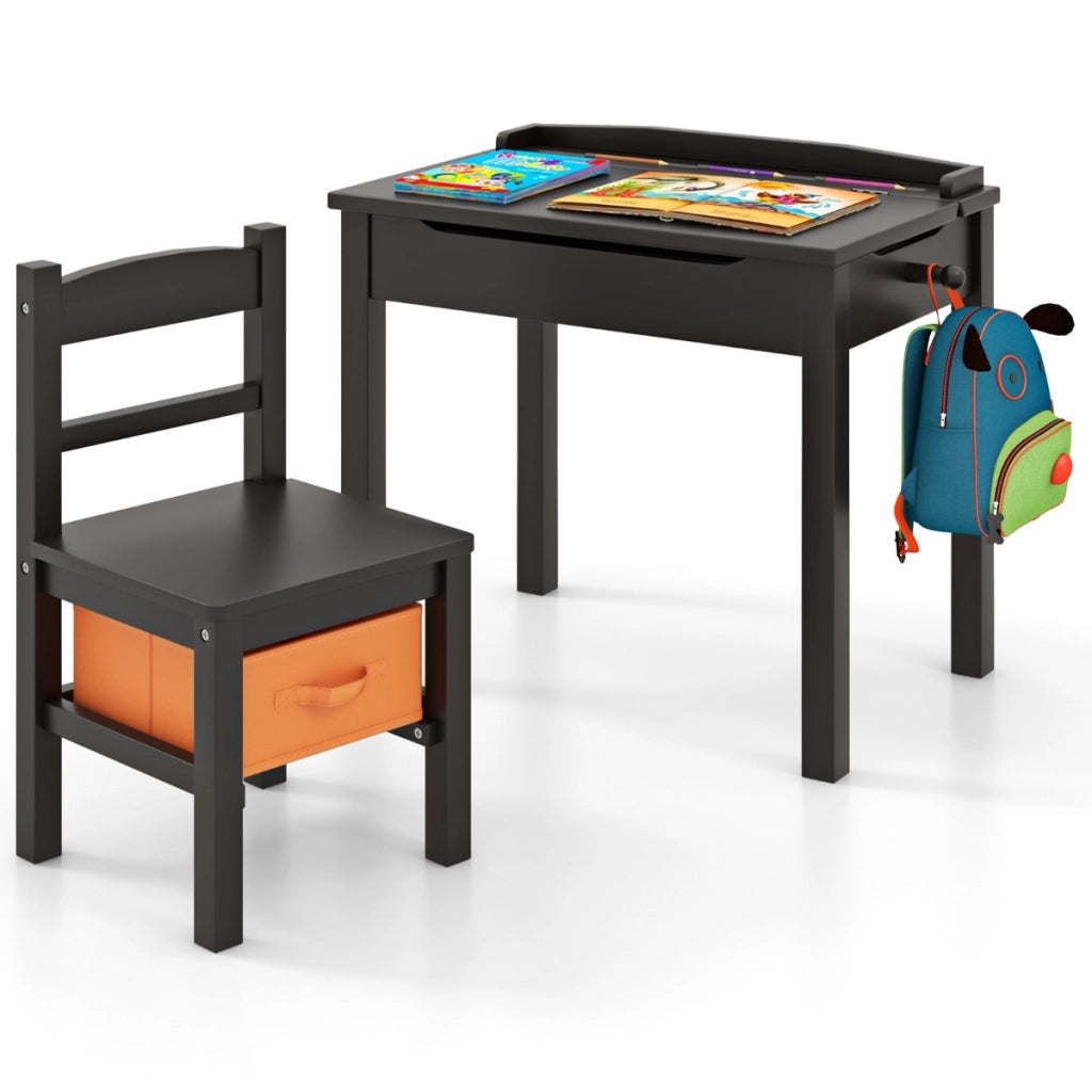 Set tavolo e sedia per bambini in legno massello, Scrivania ribaltabile con sedia per stanza giochi asilo Caff¨¨-Tavoli e sedie