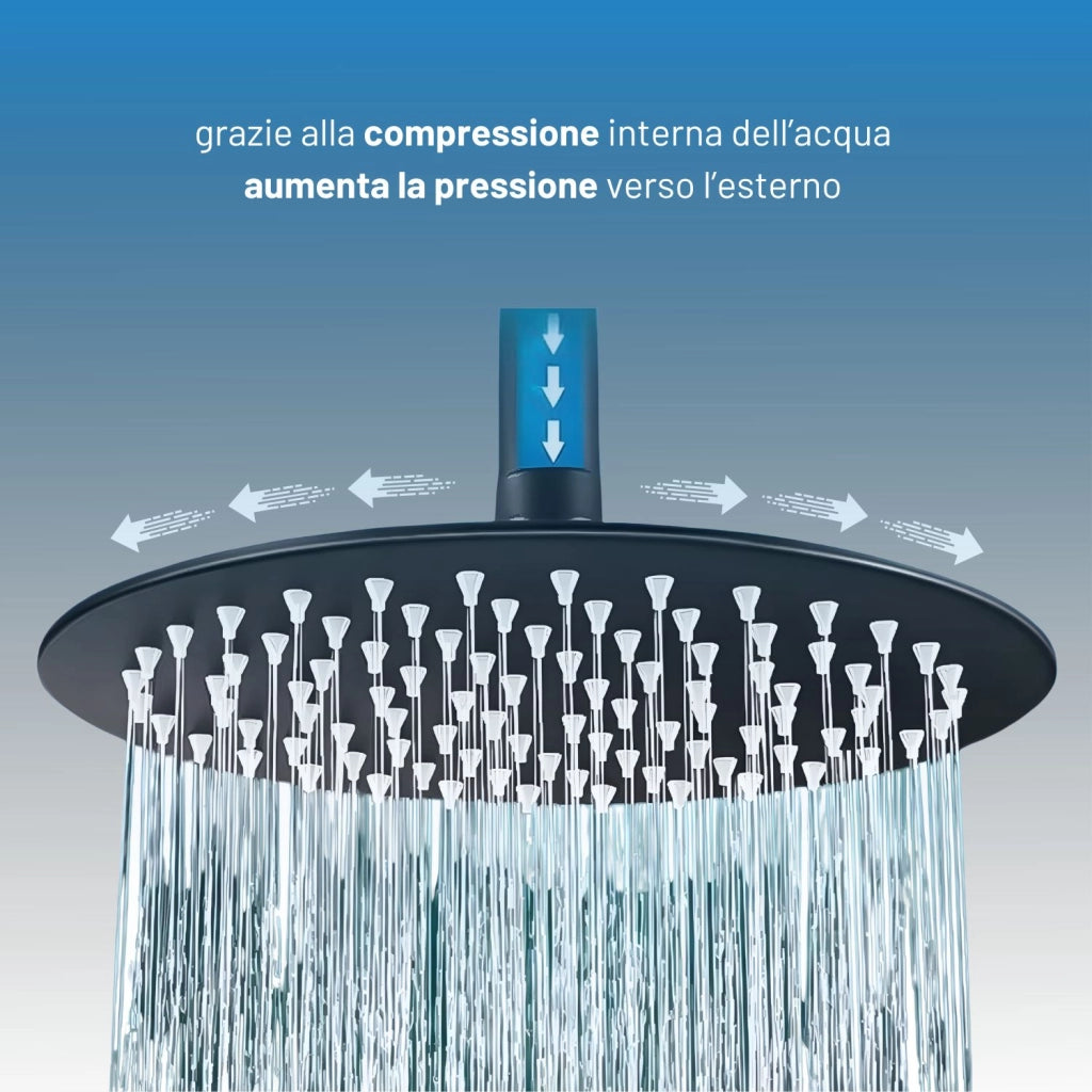 Set per doccia soffione tondo in acciaio inox 250 millimetri *** finitura- oro rosa, confezione 1