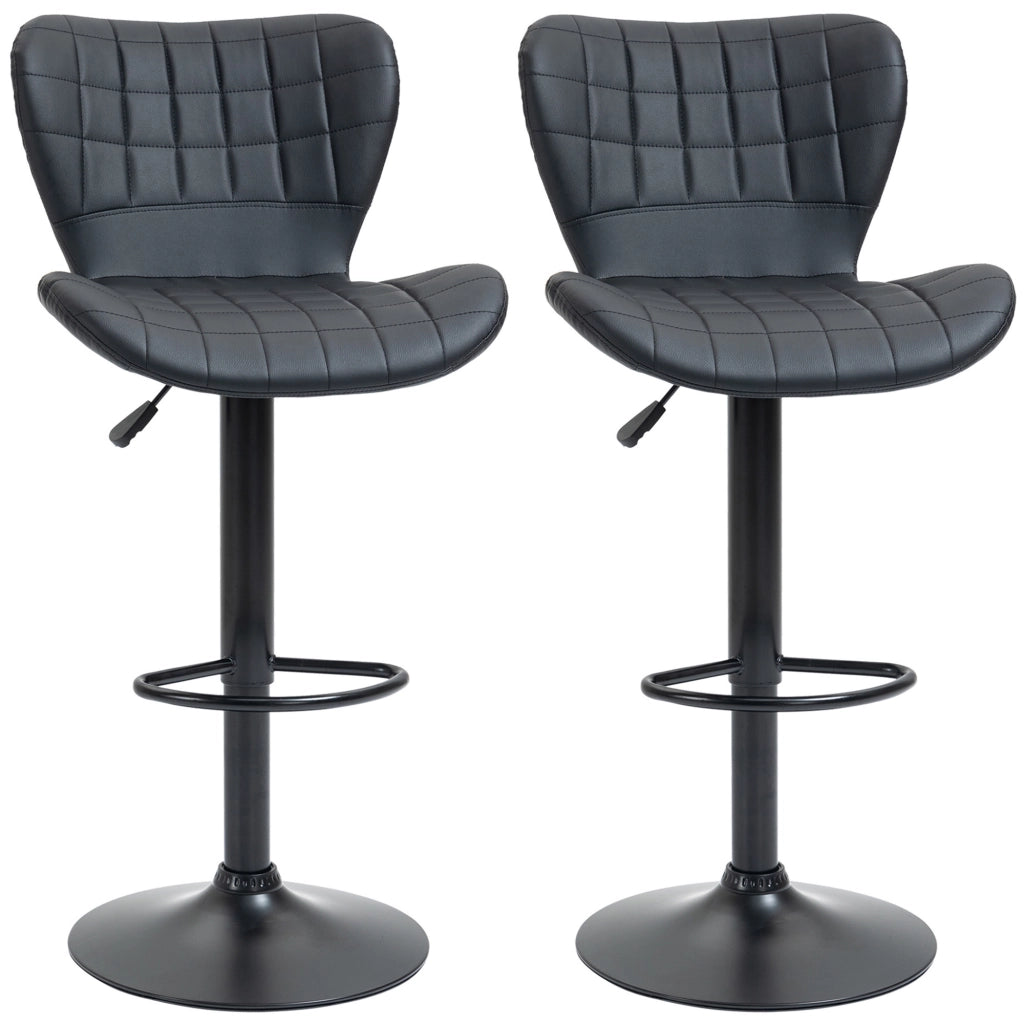 SGABELLO DA BAR girevole regolabile in altezza Set da 2 Nero 57x58x87-107 cm