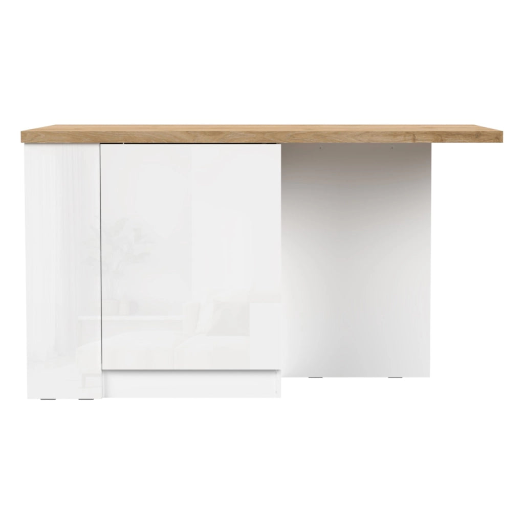 Mobile Dispensa Migabato, Isola da Cucina un Ripiano Made in Italy, 160x80x90h cm Bianco Lucido