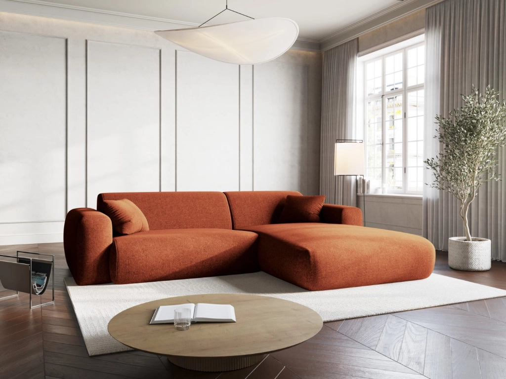 Cosmopolitan Design - Divano angolare destro "Nolio" 4 posti in ciniglia terracotta 