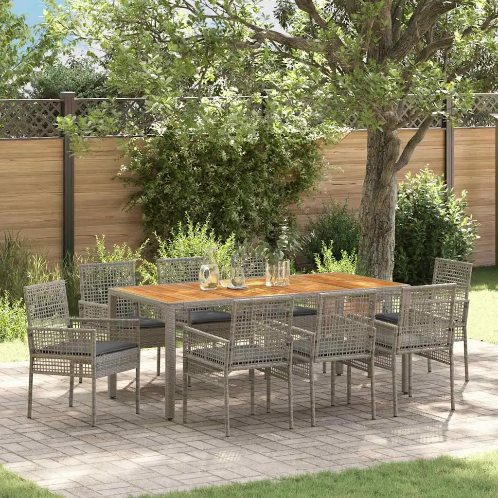 Set da Pranzo per Giardino 9 pcs Grigio polyrattan 3334914