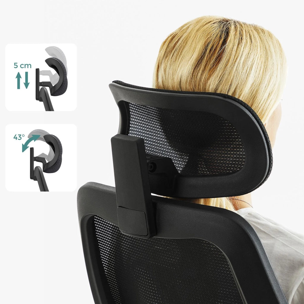 Sedia da ufficio seduta ergonomica girevole braccioli e poggiatesta regolabili tessuto traspirante altezza regolabile nero 12_0005874