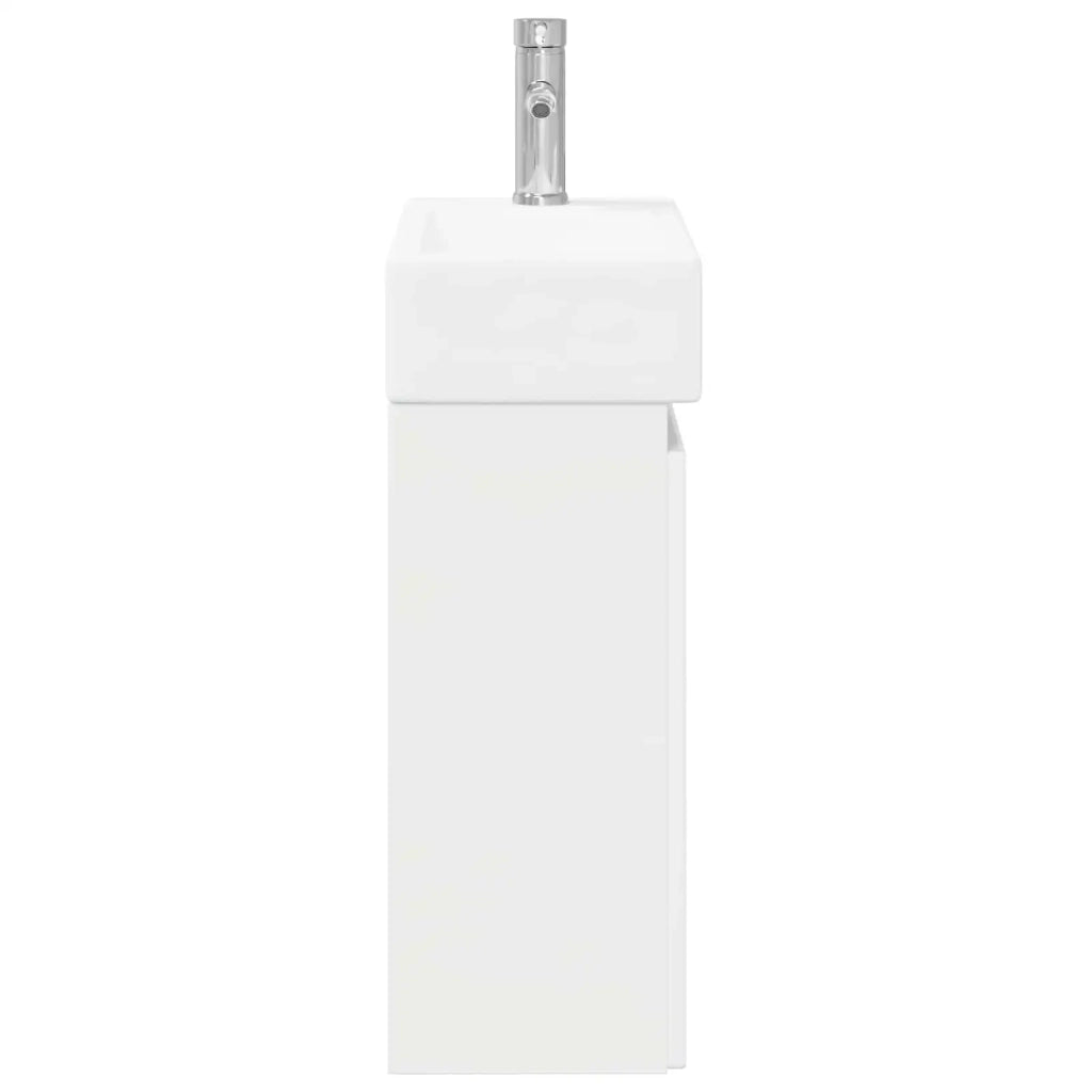 Mobile bagno con rubinetto Bianco Lucido 45,5 x 22,5 x 84 cm 889455