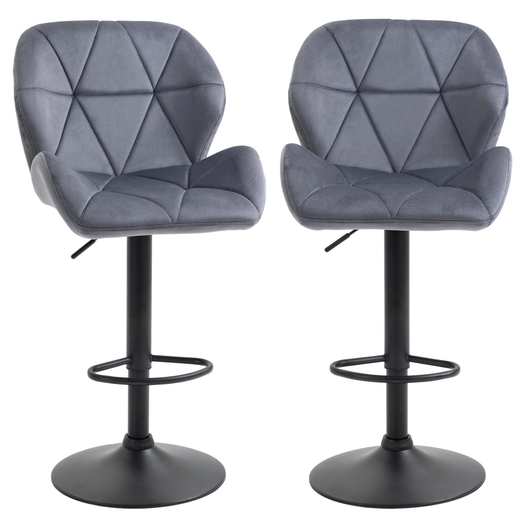 Sgabello da Bar con Schienale Regolabile ¨C Zephmum ¨C Velluto Grigio 51.5x57.5x93-114.5cm