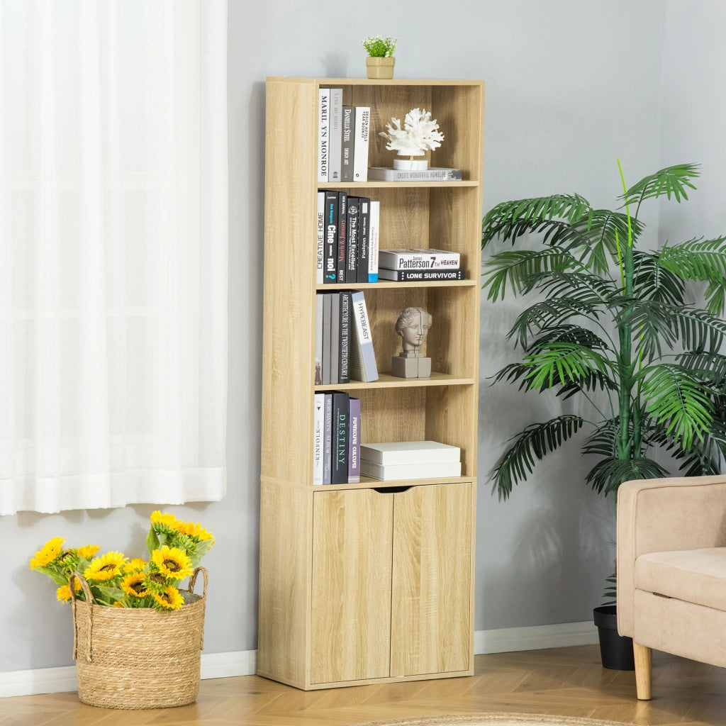 Libreria con ante e scaffali aperti ¨C Zephmum ¨C Legno naturale 59x29x180 cm