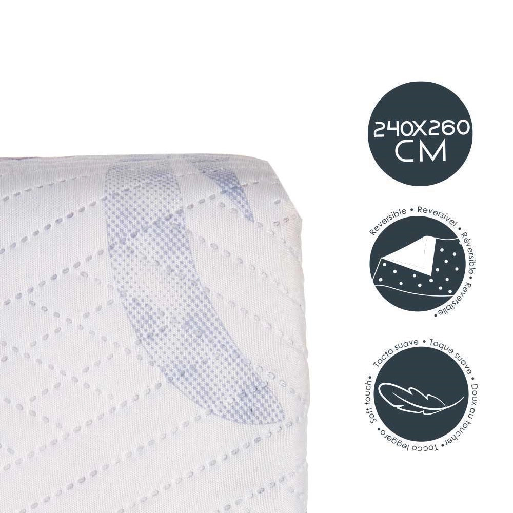 Trapuntino Letto Matrimoniale 240x260 cm Reversibile Bianco Viola Moderno