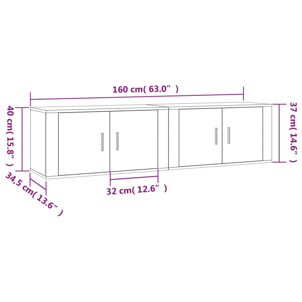 Mobili Porta TV a Parete 2 pz Grigio Cemento 80x34,5x40 cm 3188354
