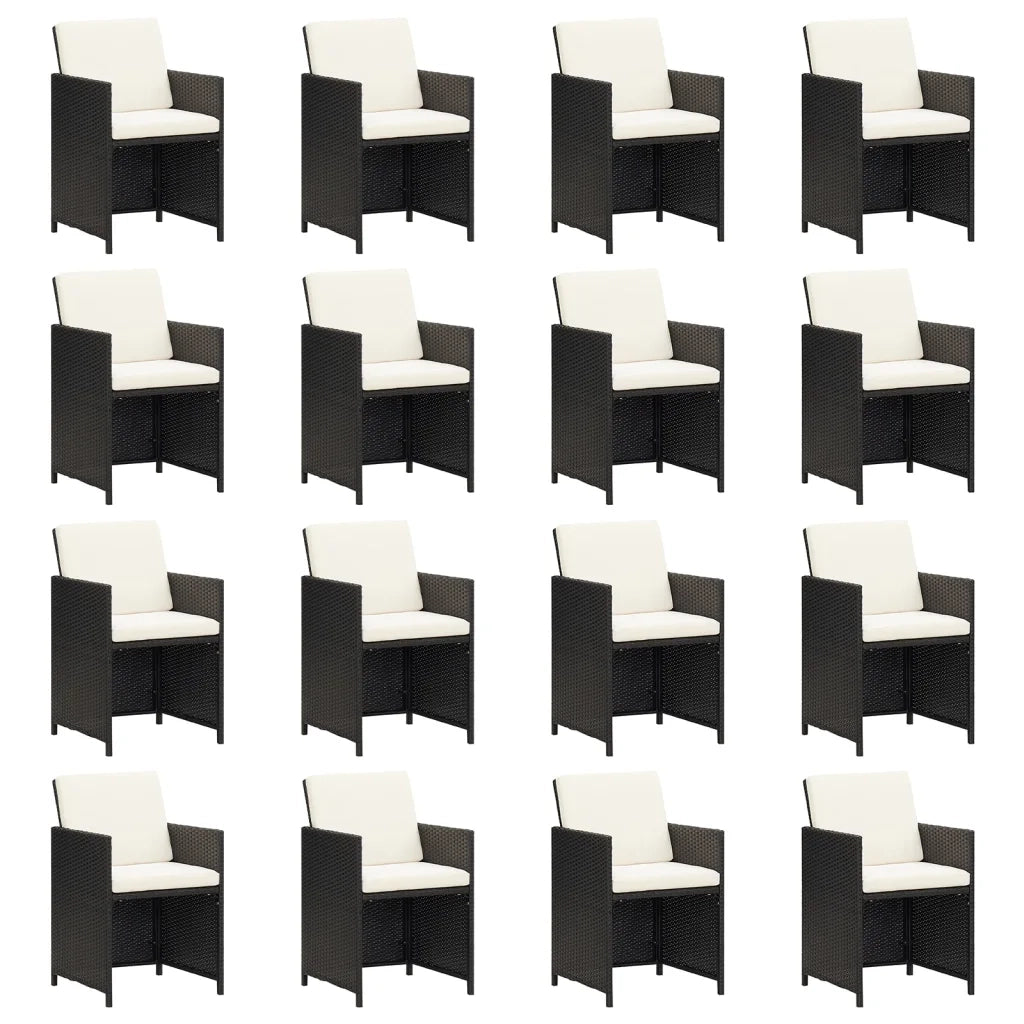 Set da Pranzo da Giardino 17 pz con Cuscini Nero in Polyrattan 3095680