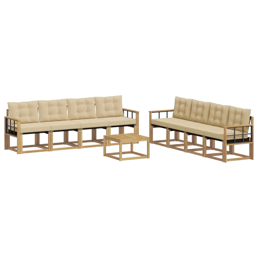 Set di divani da esterno 9 pz Bianco e Beige 3389339