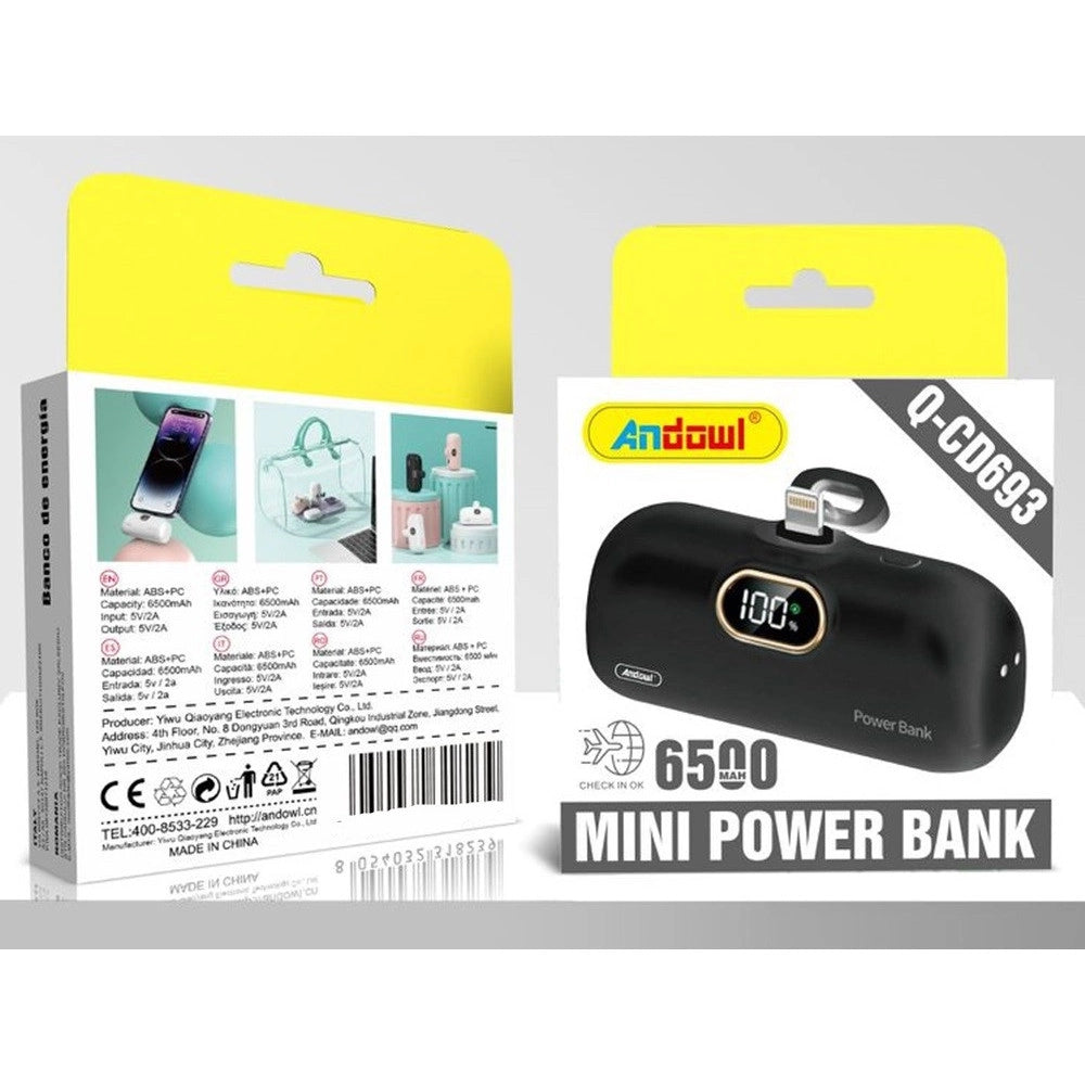 Trade Shop - Mini Power Bank Portatile Connettore Lightning 6500mah Display Indicatore Batteria Q-cd693 -