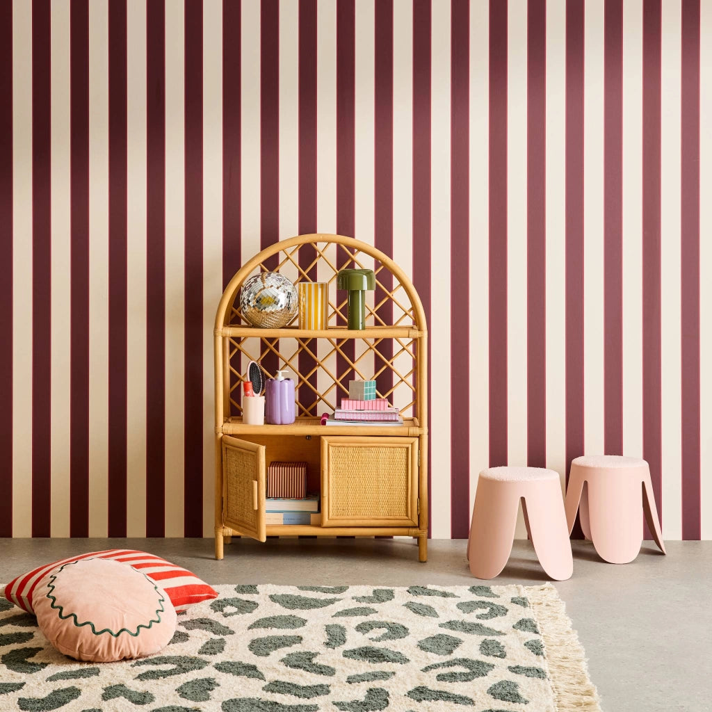 Libreria per bambini esotica in rattan naturale, rattan naturale